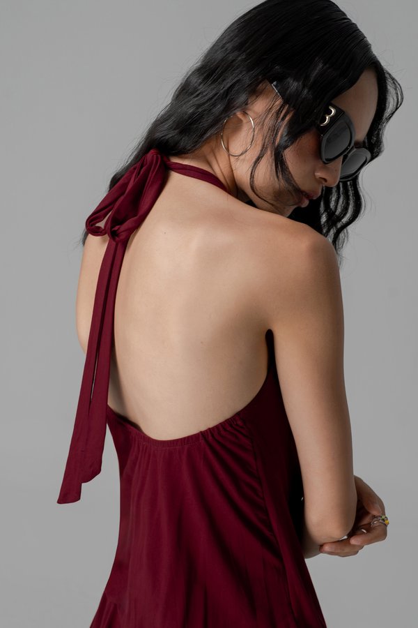 Bare Halter Dress in Burgundy