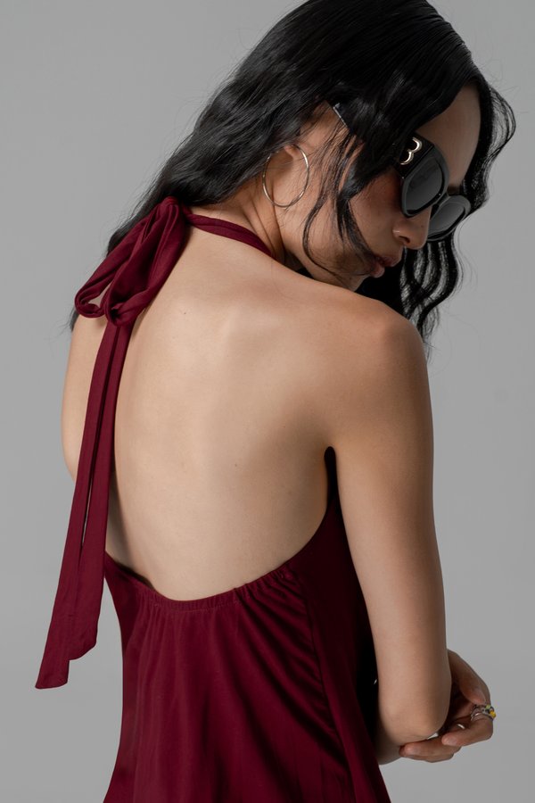 Bare Halter Dress in Burgundy
