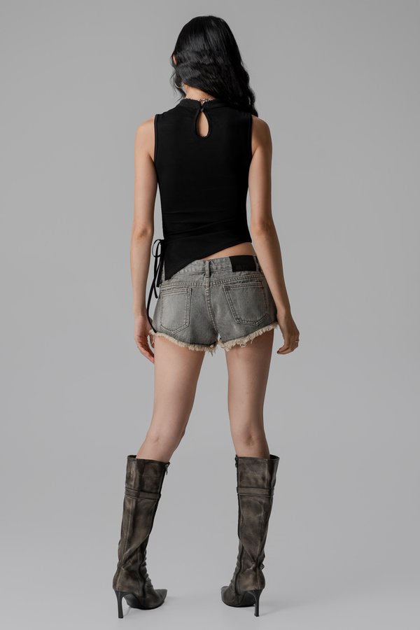Frayed Mini Shorts in Vintage Grey