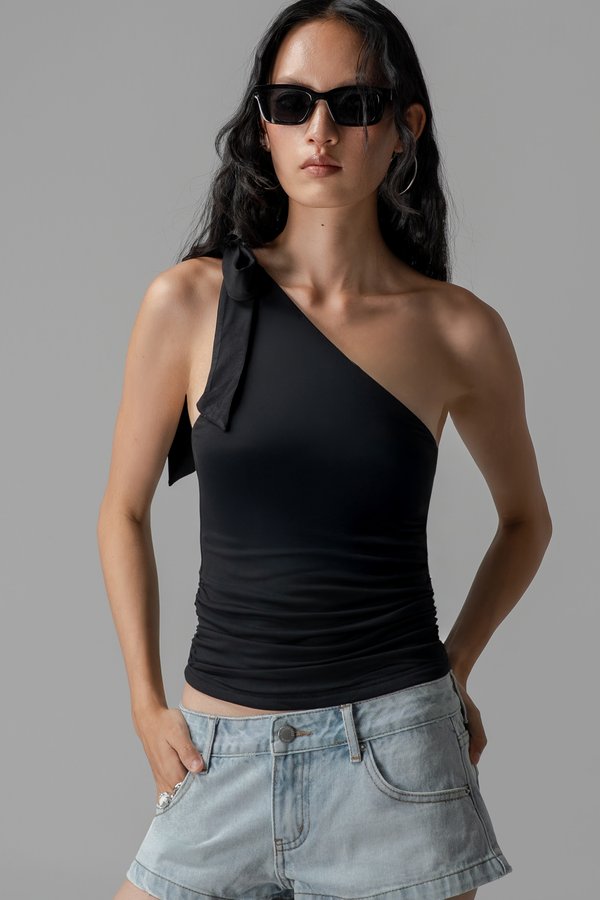 Silken Toga Top in Black