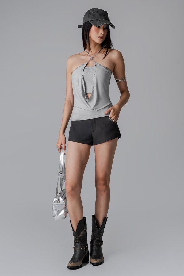 Strapped Two-Way Halter Top in Grey
