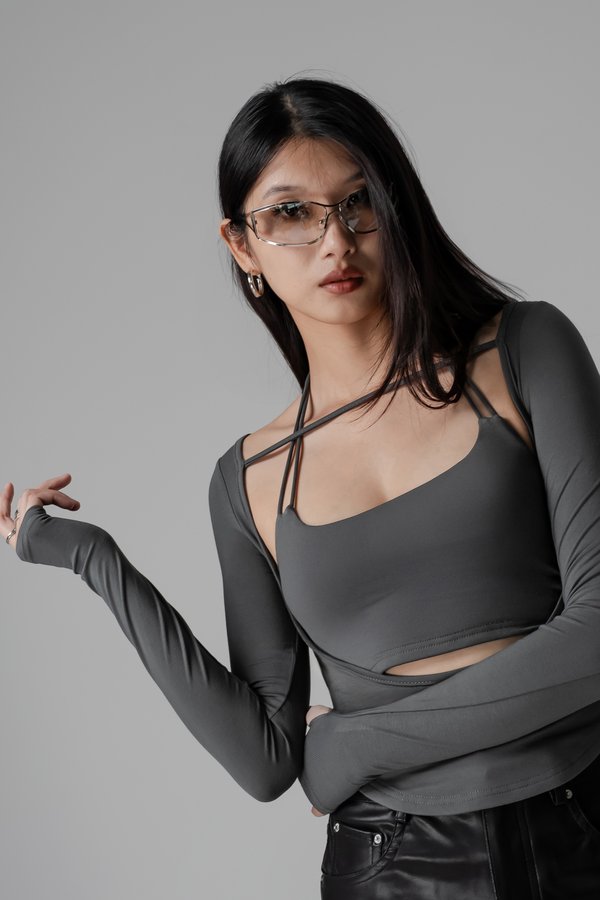 Fragment Two-Way Top in Graphite Grey