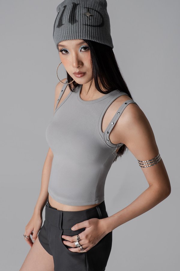 Split Tank Top in Grey