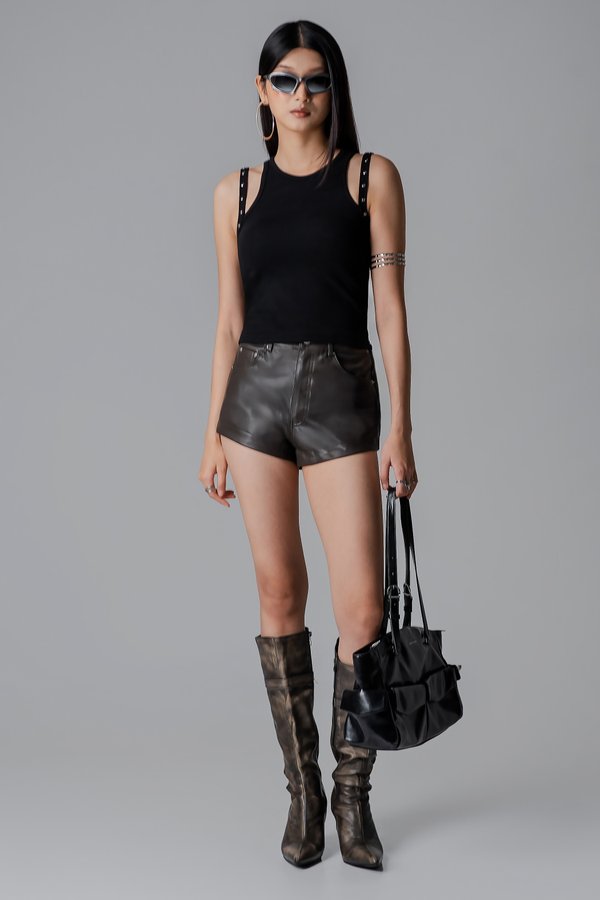 Split Tank Top in Black