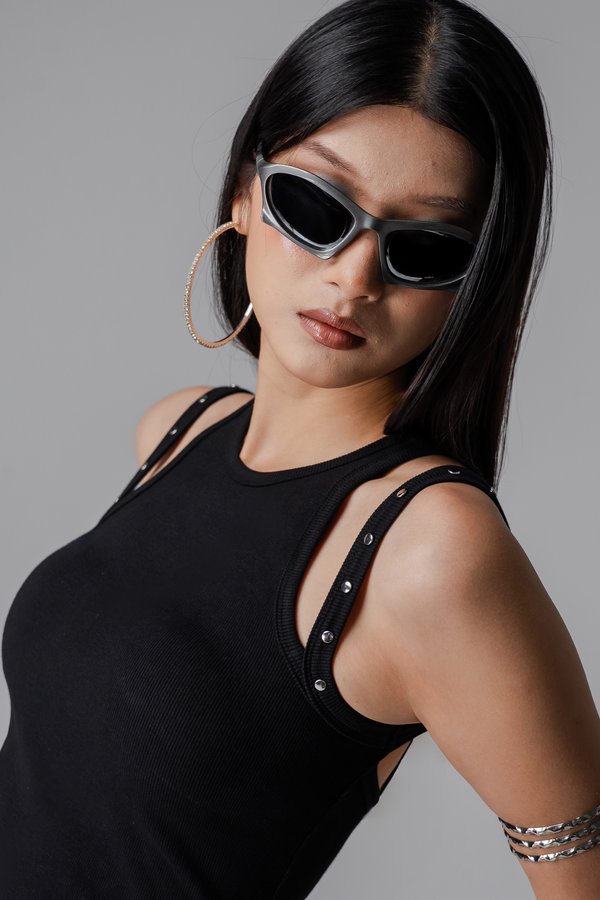 Split Tank Top in Black