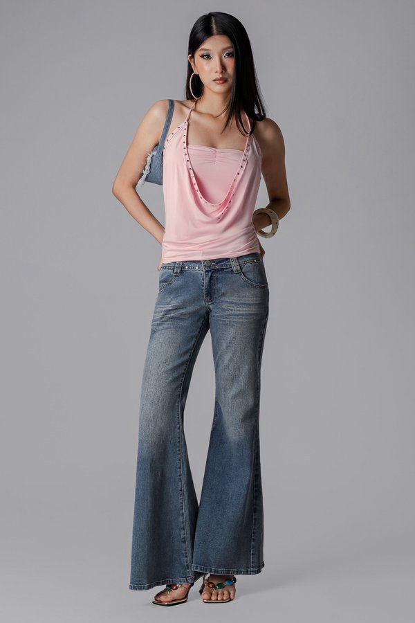 Strapped Two-Way Halter Top in Pink