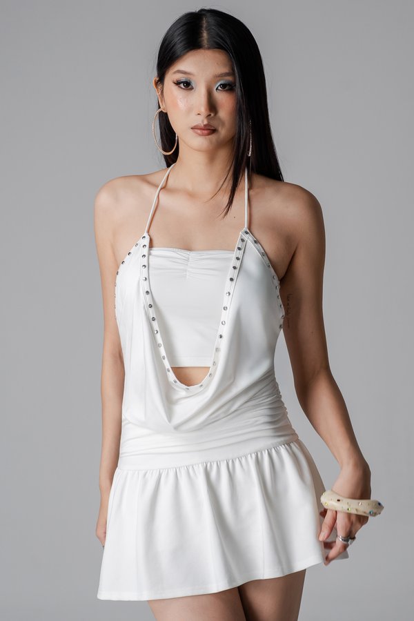 Strapped Two-Way Halter Top in White