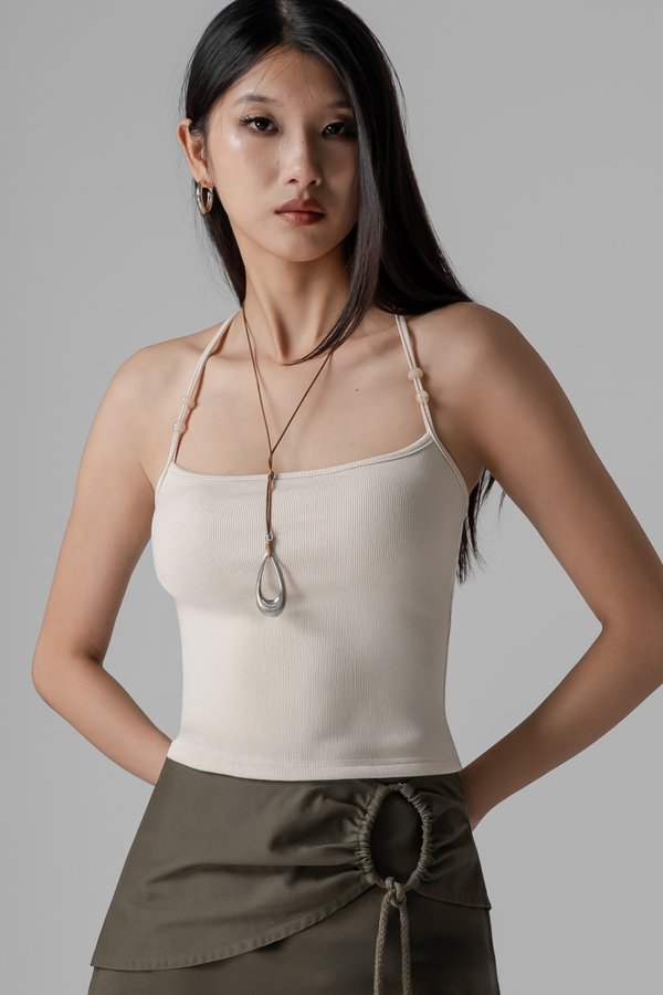 Monsoon Beaded Top in Dune Beige