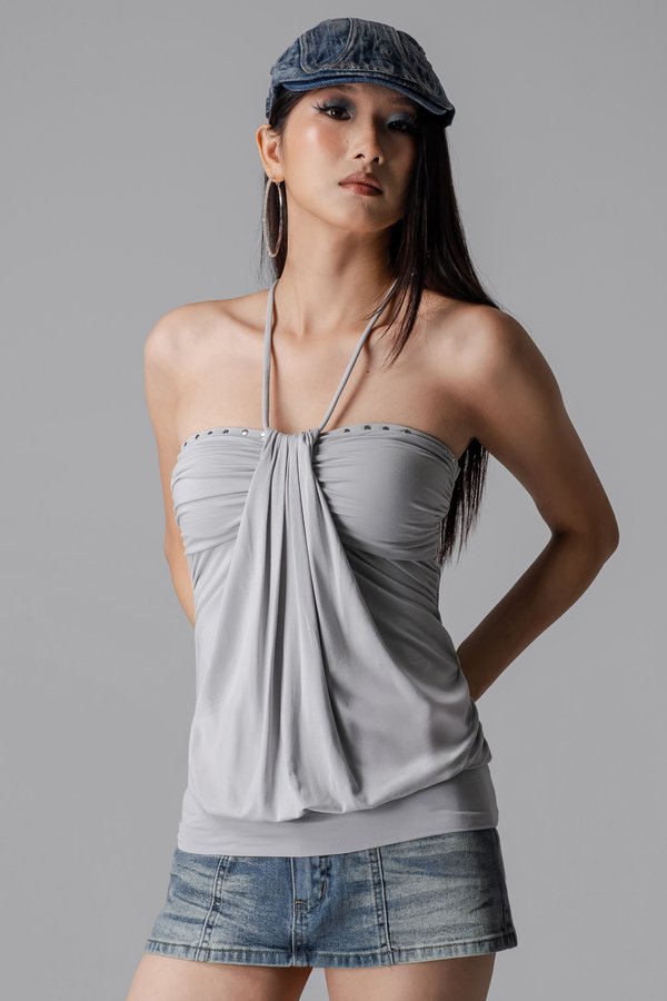 Star-Studded Halter Top in Grey