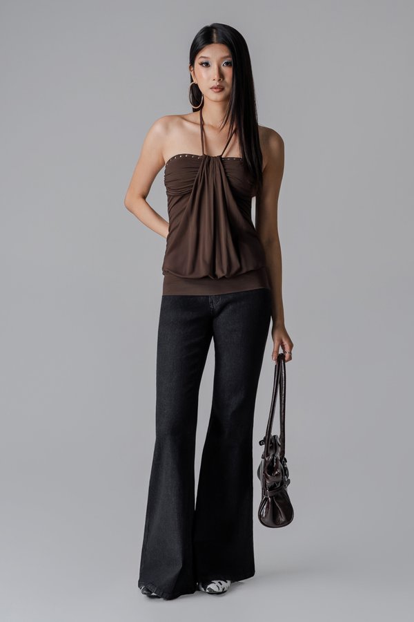 Star-Studded Halter Top in Brown