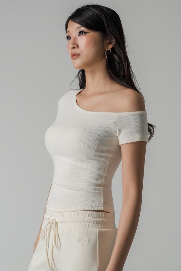 Lazy One-Shoulder Top in Cream