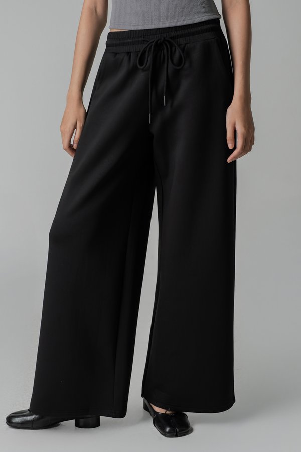 Petite | Hazy Drawstring Pants in Black