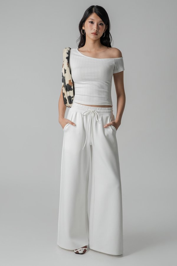 Petite | Hazy Drawstring Pants in White