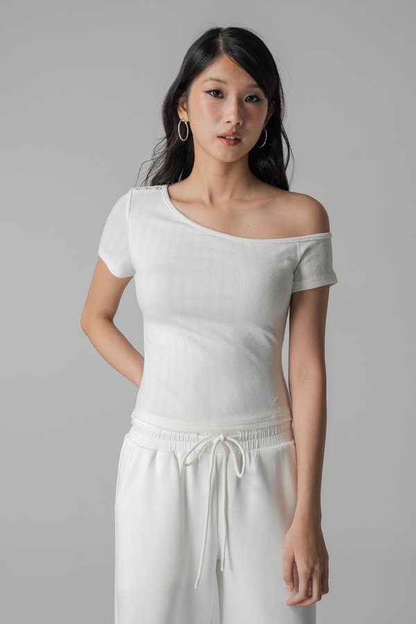 Lazy One-Shoulder Top in White