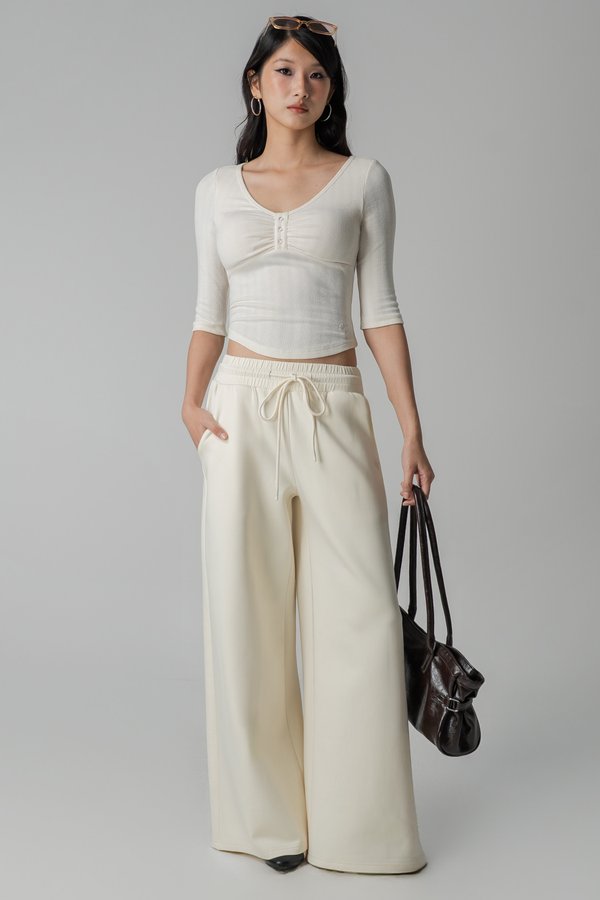 Hazy Drawstring Pants in Cream