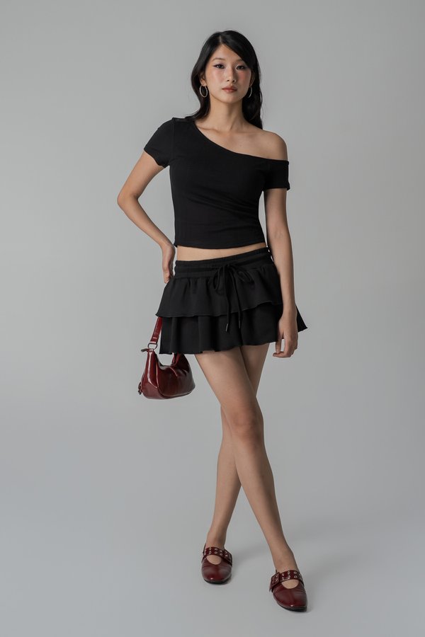 Lazy One-Shoulder Top in Black