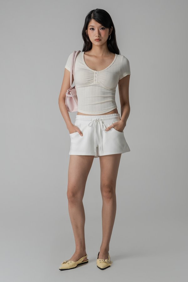 Homebody Drawstring Shorts in White