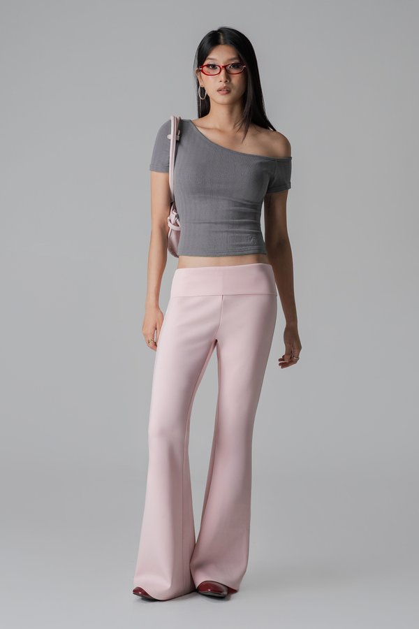 Lazy One-Shoulder Top in Grey