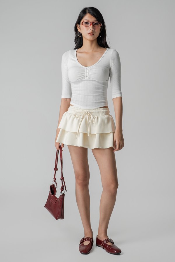Rhythm Drawstring Skirt in Cream