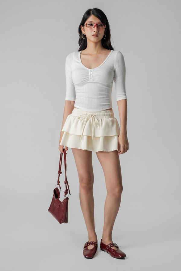 Mellow Mid Sleeve Top in White