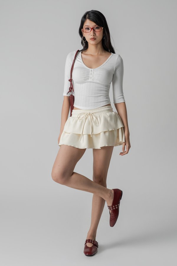 Mellow Mid Sleeve Top in White