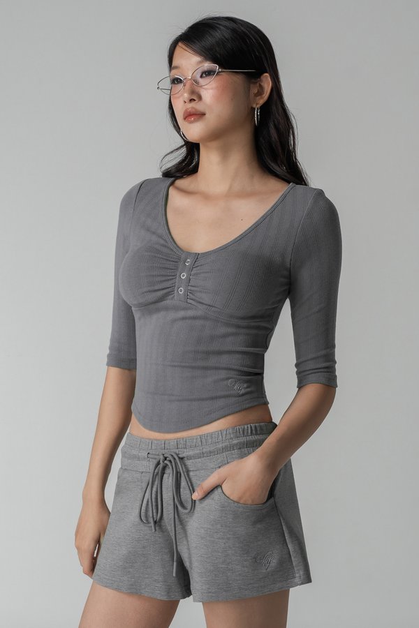 Homebody Drawstring Shorts in Grey
