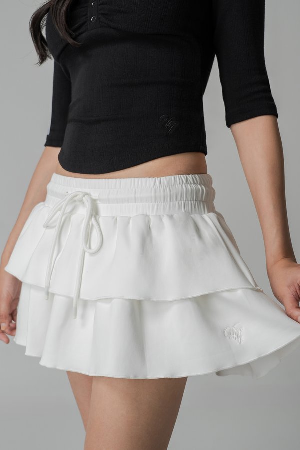 Rhythm Drawstring Skirt in White