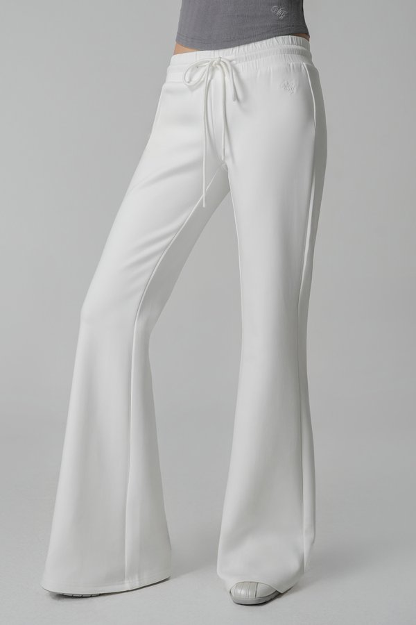 Petite | Moody Drawstring Flare Pants in White