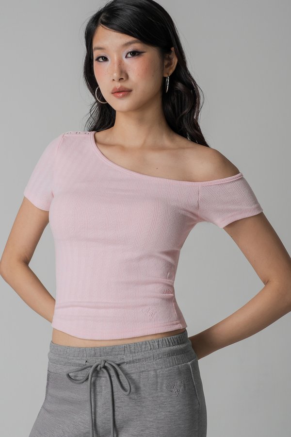 Lazy One-Shoulder Top in Pink