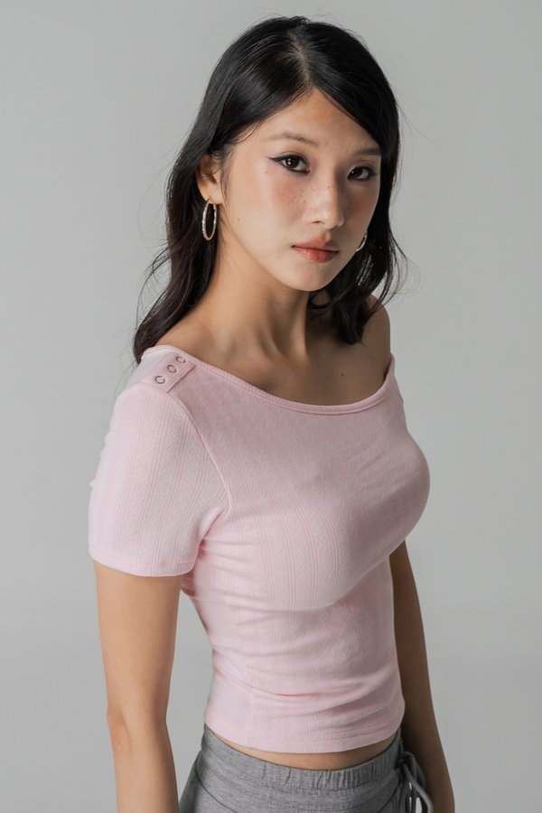 Lazy One-Shoulder Top in Pink