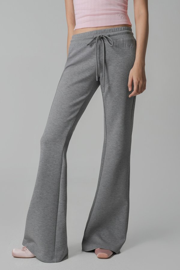 Petite | Moody Drawstring Flare Pants in Grey