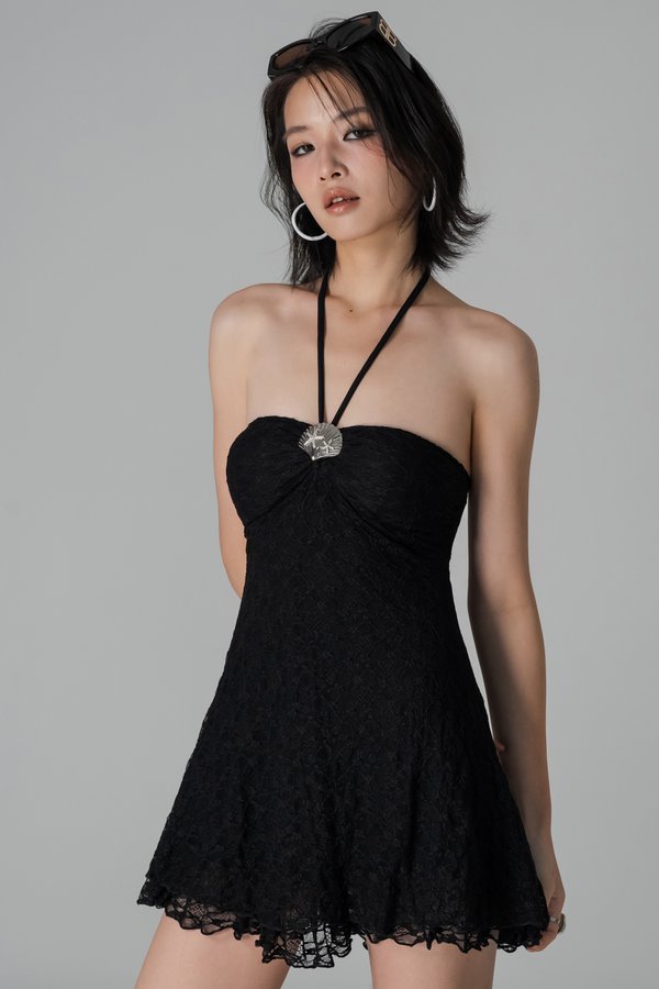 Oceana Halter Dress in Black