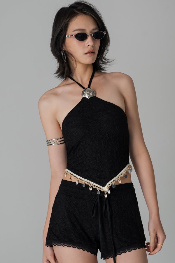 Tidal Halter Top in Black