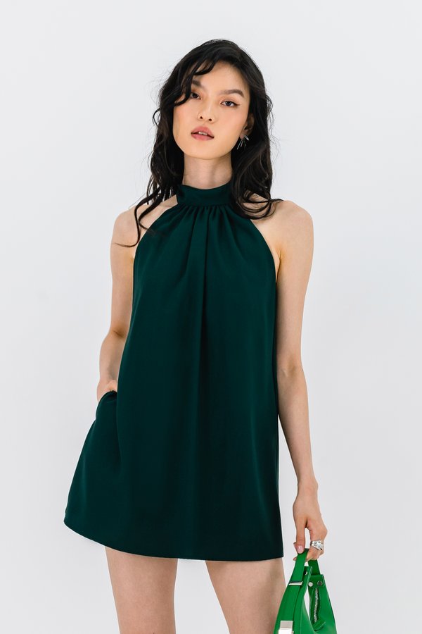 Dip and Tell Dress in Emerald Green