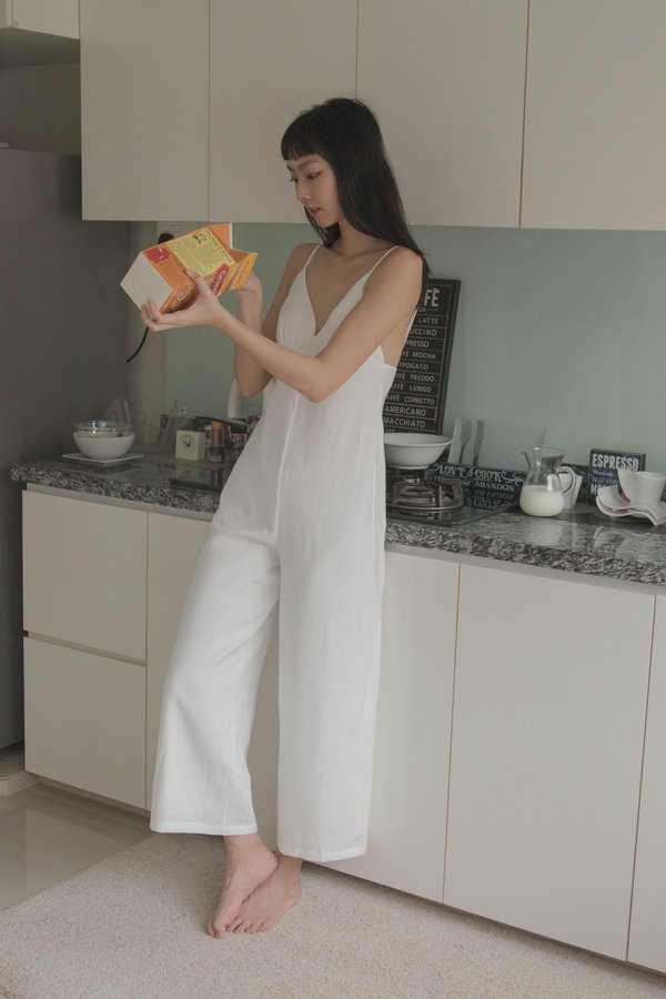 Lights Out Jumpsuit in white