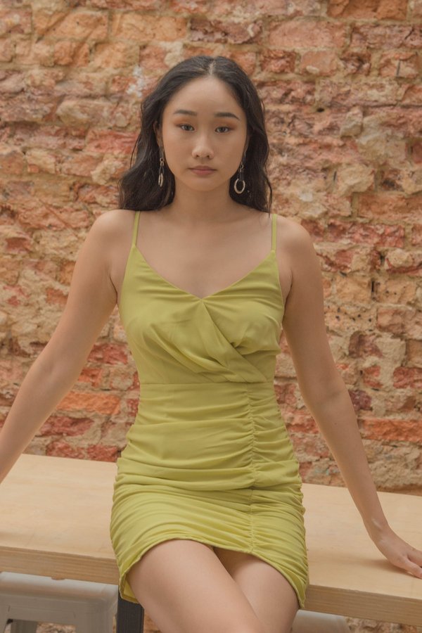 Side Chick Dress in Citron Green