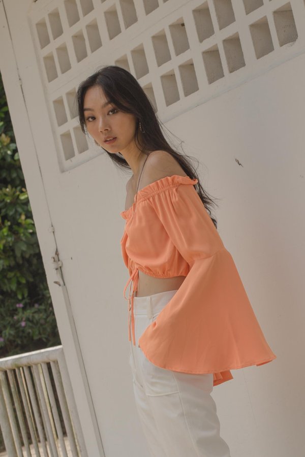 Glide Ruched Top in Temple Orange