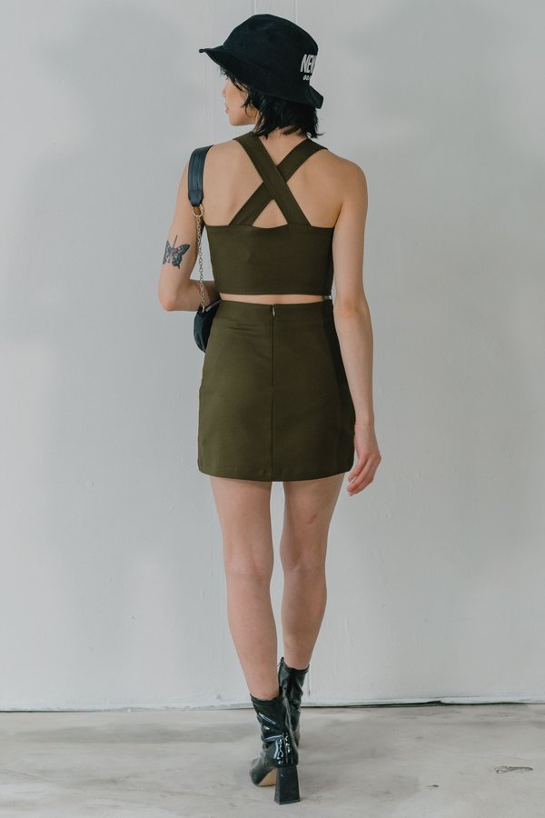 Horizontal Skirt in Olive Green