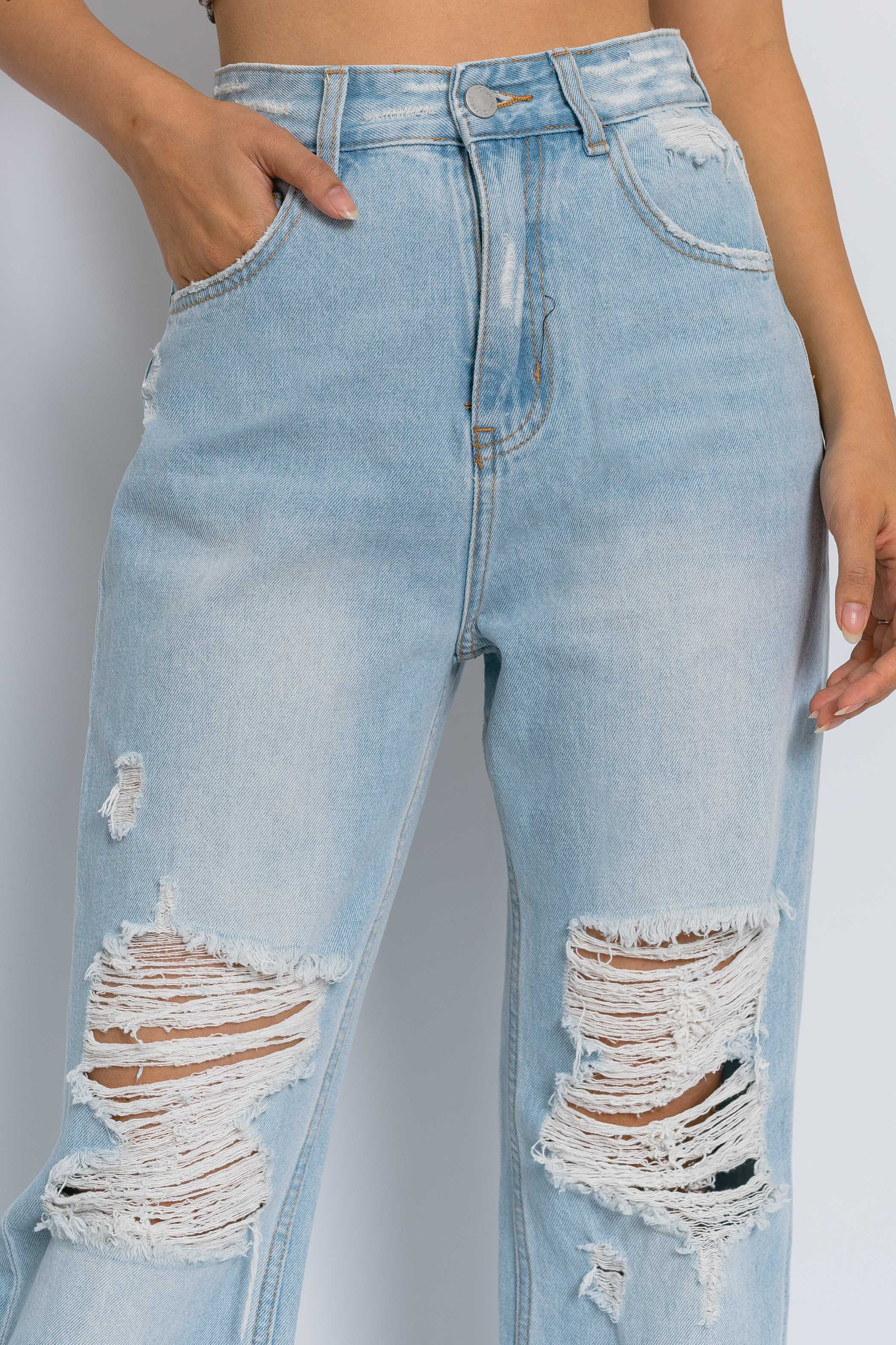 Frayed Hem Straight-Cut Jeans - Women - Ready-to-Wear