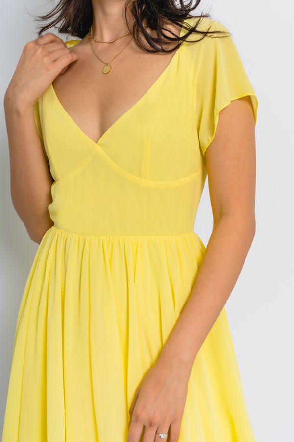 On Pointé Romper in Daffodil Yellow