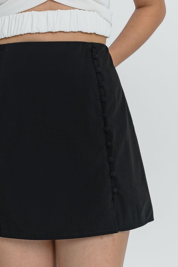 Boo Button Skirt in Black