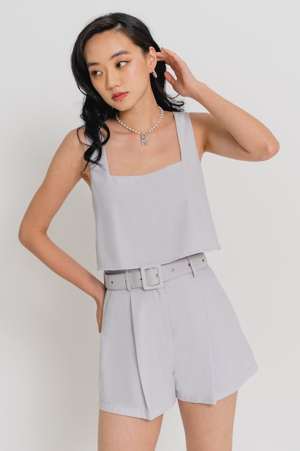 Just Belted Shorts in Light Grey