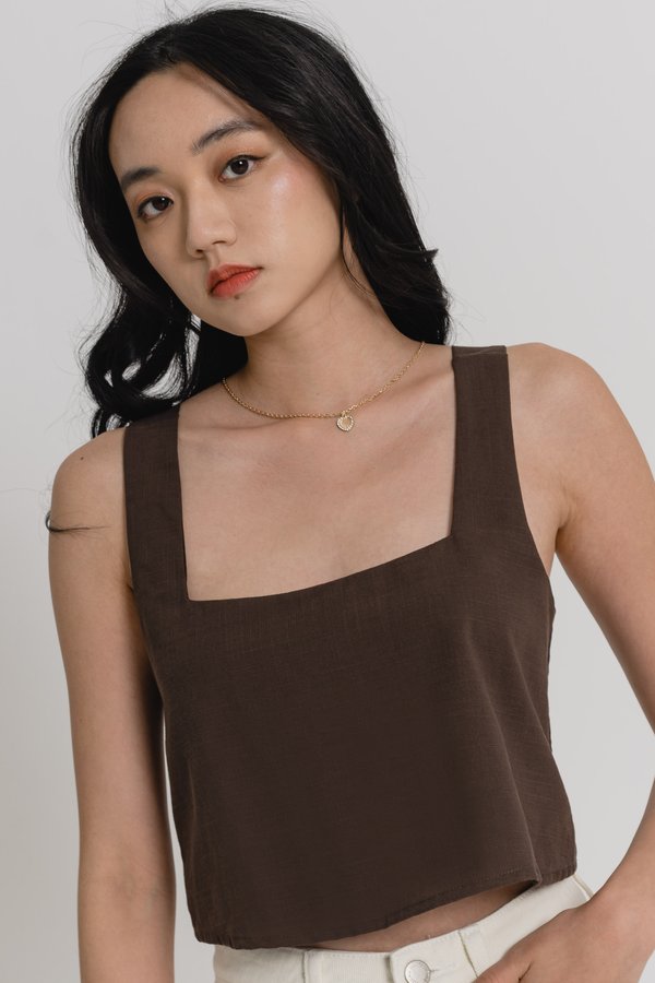 In Detail Top in Chocolate Brown