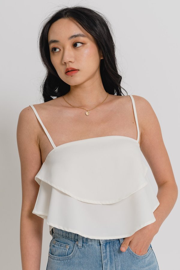 Trim Layered Top in White