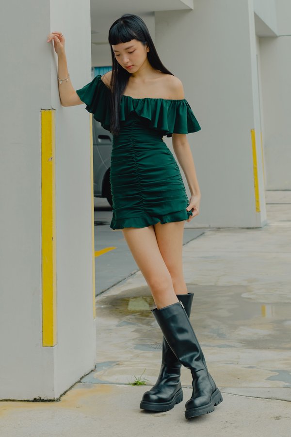 Naughty Or Nice Dress in Forest Green