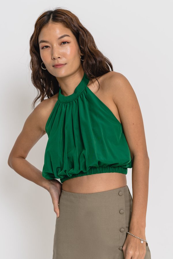 Puff Halter Top in Kelly Green