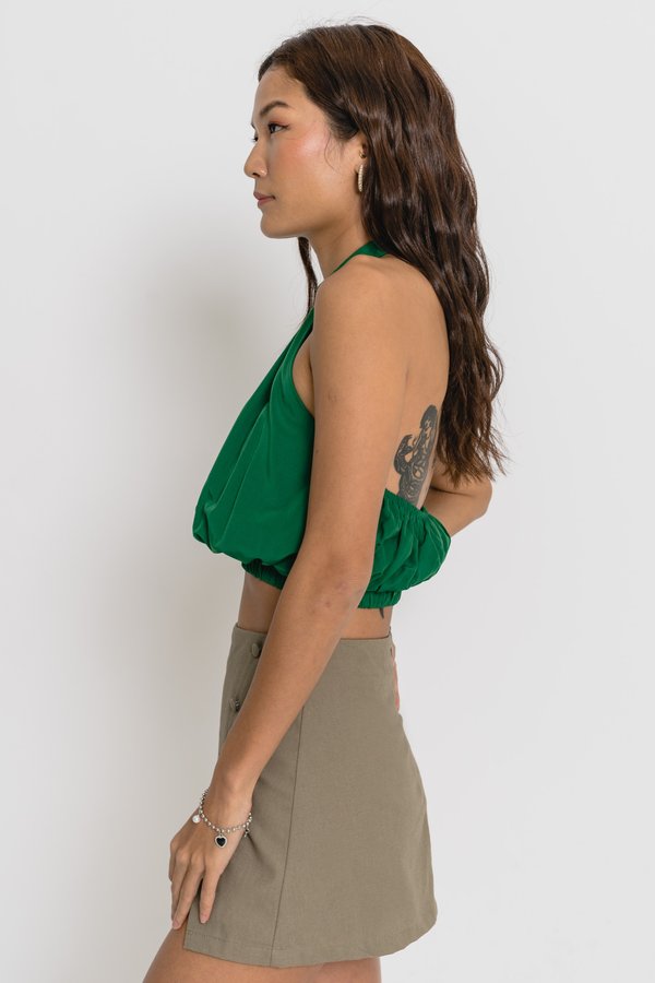 Puff Halter Top in Kelly Green