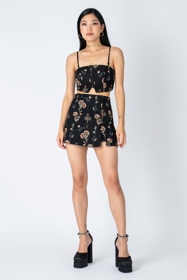 Nature Top in Black Floral