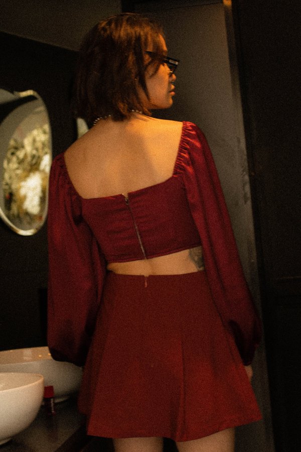 Gong Xi Skirt in Dark Red